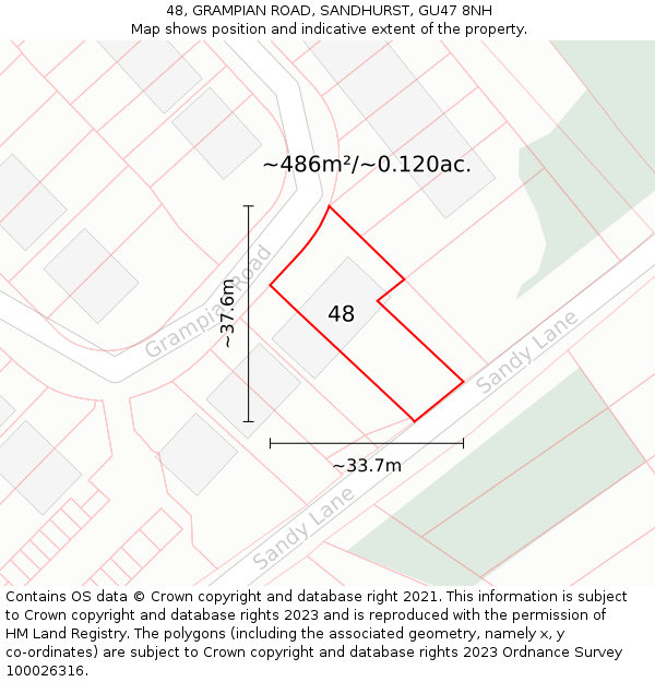 48, GRAMPIAN ROAD, SANDHURST, GU47 8NH: Plot and title map