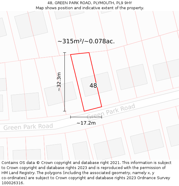 48, GREEN PARK ROAD, PLYMOUTH, PL9 9HY: Plot and title map