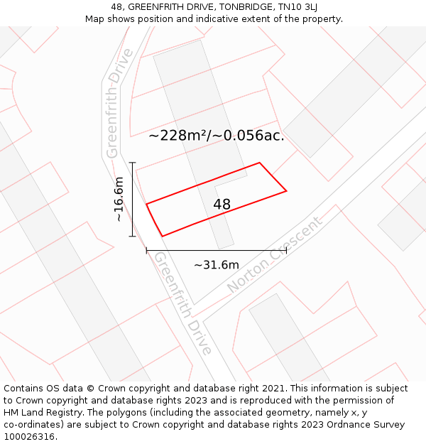 48, GREENFRITH DRIVE, TONBRIDGE, TN10 3LJ: Plot and title map