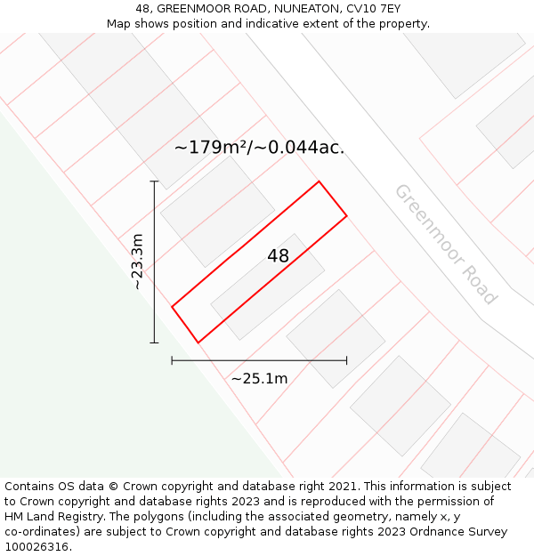 48, GREENMOOR ROAD, NUNEATON, CV10 7EY: Plot and title map