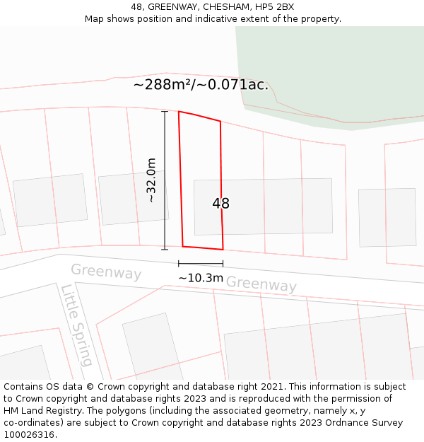 48, GREENWAY, CHESHAM, HP5 2BX: Plot and title map