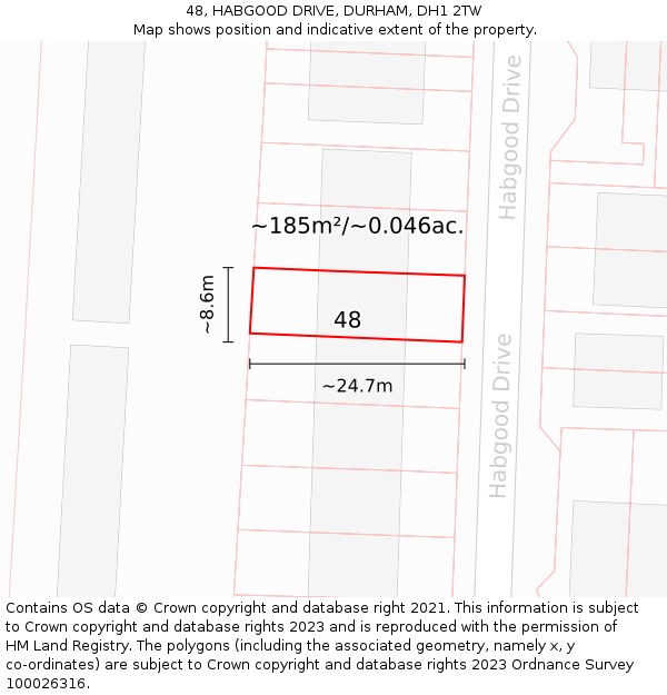 48, HABGOOD DRIVE, DURHAM, DH1 2TW: Plot and title map