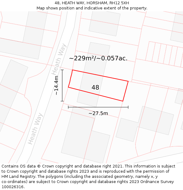 48, HEATH WAY, HORSHAM, RH12 5XH: Plot and title map