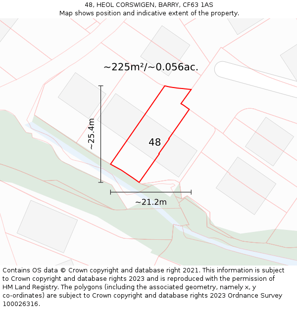 48, HEOL CORSWIGEN, BARRY, CF63 1AS: Plot and title map