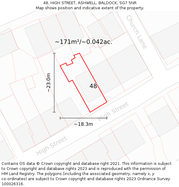 48, HIGH STREET, ASHWELL, BALDOCK, SG7 5NR: Plot and title map