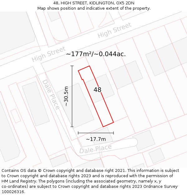 48, HIGH STREET, KIDLINGTON, OX5 2DN: Plot and title map