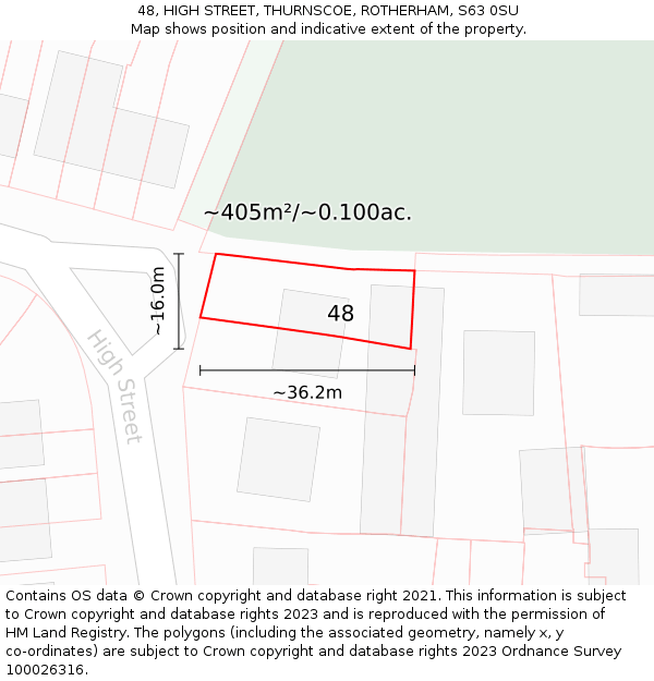 48, HIGH STREET, THURNSCOE, ROTHERHAM, S63 0SU: Plot and title map