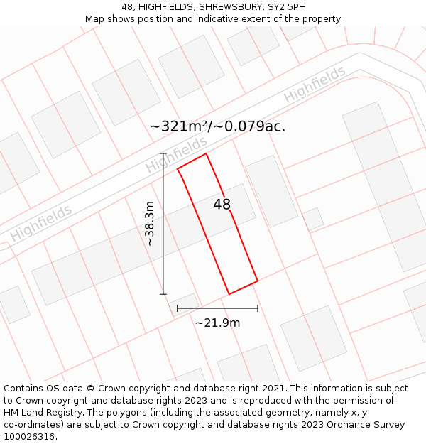 48, HIGHFIELDS, SHREWSBURY, SY2 5PH: Plot and title map