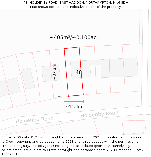 48, HOLDENBY ROAD, EAST HADDON, NORTHAMPTON, NN6 8DH: Plot and title map