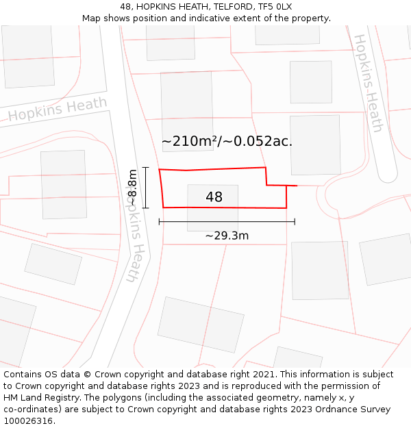 48, HOPKINS HEATH, TELFORD, TF5 0LX: Plot and title map