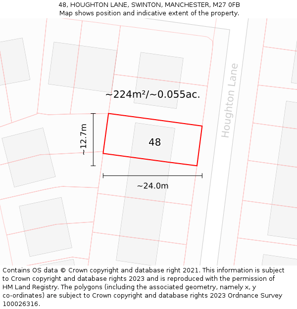 48, HOUGHTON LANE, SWINTON, MANCHESTER, M27 0FB: Plot and title map