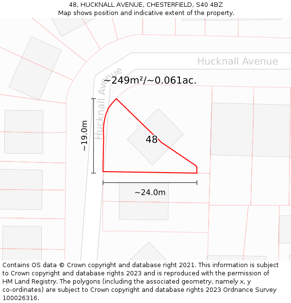 48, HUCKNALL AVENUE, CHESTERFIELD, S40 4BZ: Plot and title map