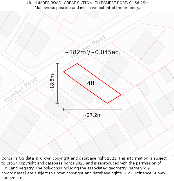 48, HUMBER ROAD, GREAT SUTTON, ELLESMERE PORT, CH66 2SH: Plot and title map