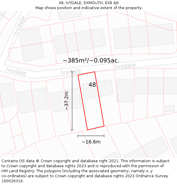 48, IVYDALE, EXMOUTH, EX8 4JX: Plot and title map