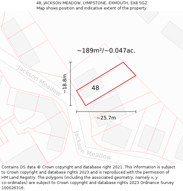 48, JACKSON MEADOW, LYMPSTONE, EXMOUTH, EX8 5GZ: Plot and title map