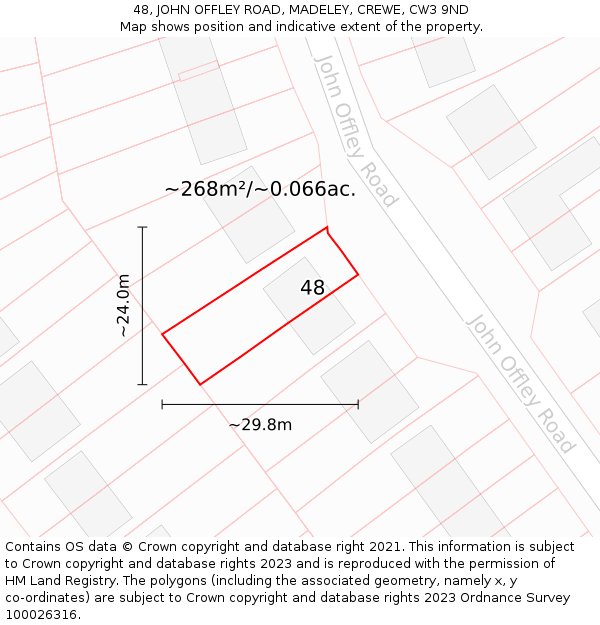 48, JOHN OFFLEY ROAD, MADELEY, CREWE, CW3 9ND: Plot and title map