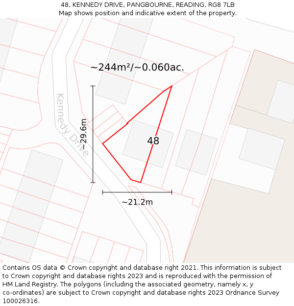 48, KENNEDY DRIVE, PANGBOURNE, READING, RG8 7LB: Plot and title map