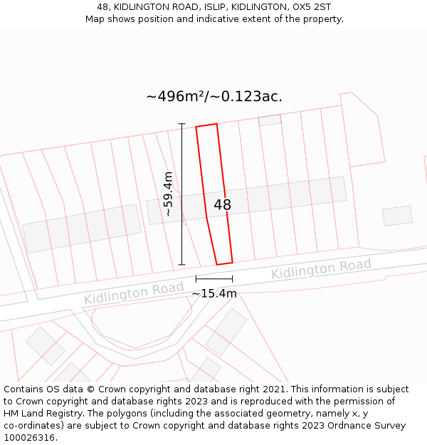 48, KIDLINGTON ROAD, ISLIP, KIDLINGTON, OX5 2ST: Plot and title map