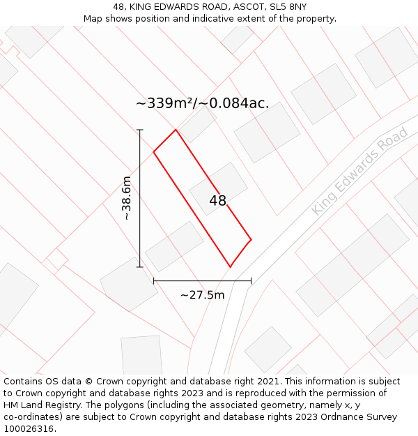 48, KING EDWARDS ROAD, ASCOT, SL5 8NY: Plot and title map