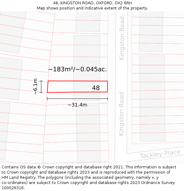 48, KINGSTON ROAD, OXFORD, OX2 6RH: Plot and title map