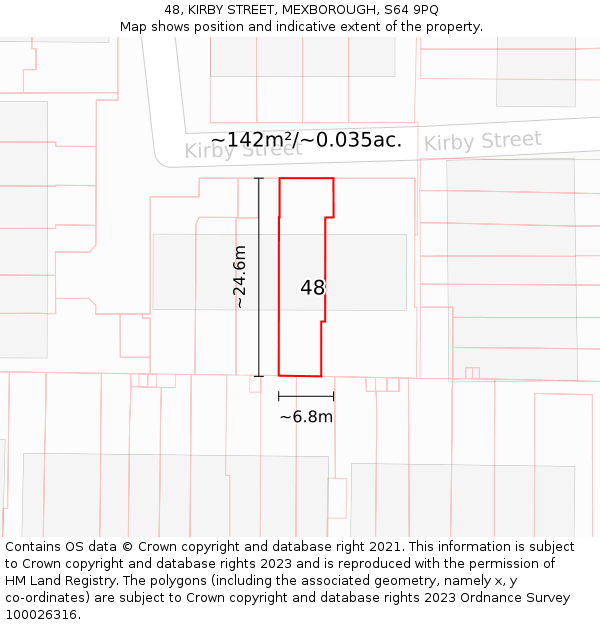 48, KIRBY STREET, MEXBOROUGH, S64 9PQ: Plot and title map