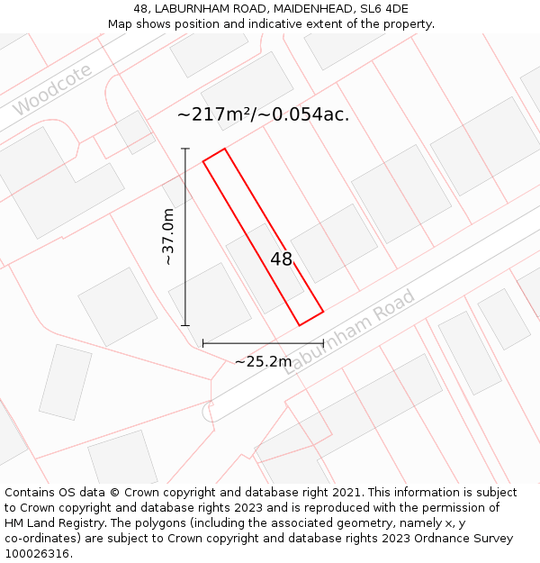 48, LABURNHAM ROAD, MAIDENHEAD, SL6 4DE: Plot and title map