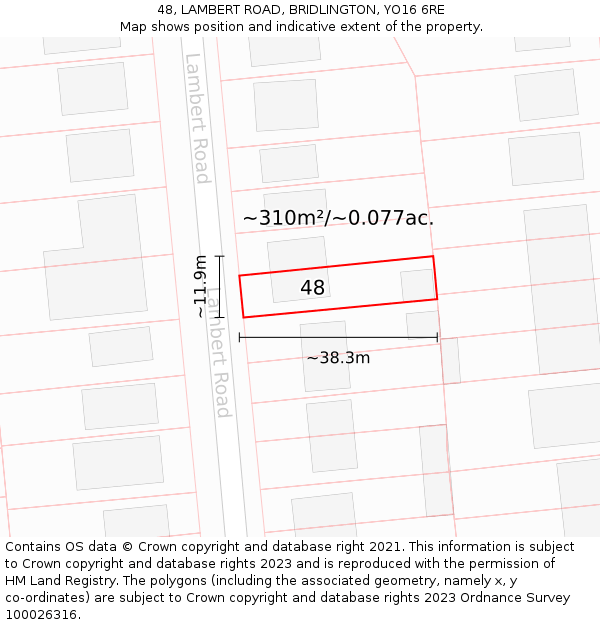 48, LAMBERT ROAD, BRIDLINGTON, YO16 6RE: Plot and title map