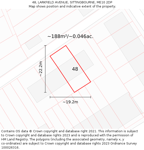 48, LARKFIELD AVENUE, SITTINGBOURNE, ME10 2DP: Plot and title map