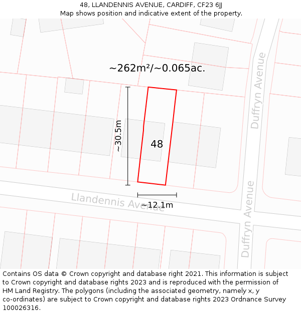 48, LLANDENNIS AVENUE, CARDIFF, CF23 6JJ: Plot and title map