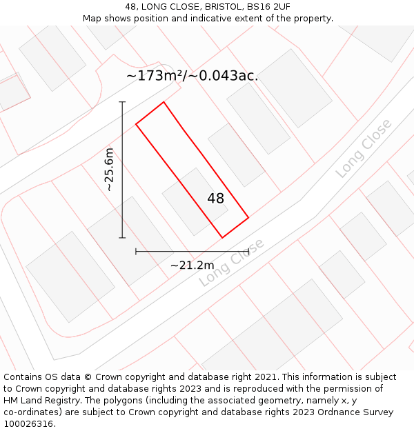 48, LONG CLOSE, BRISTOL, BS16 2UF: Plot and title map