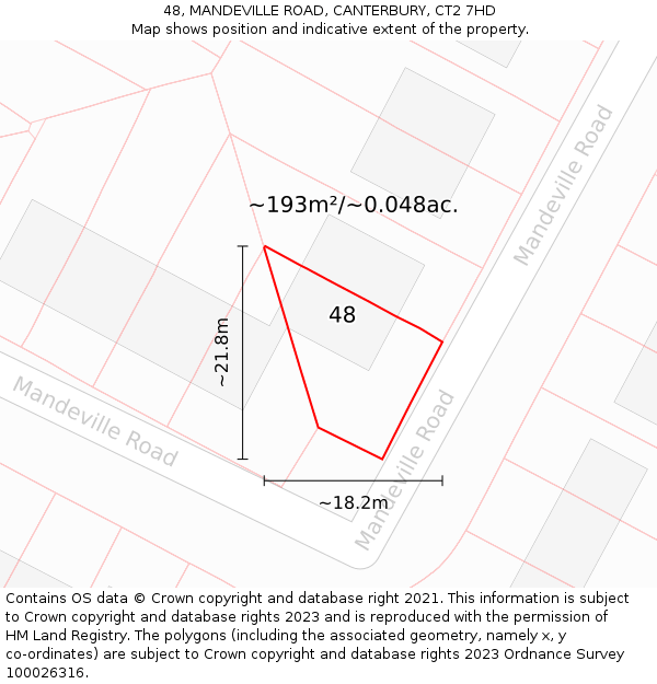 48, MANDEVILLE ROAD, CANTERBURY, CT2 7HD: Plot and title map