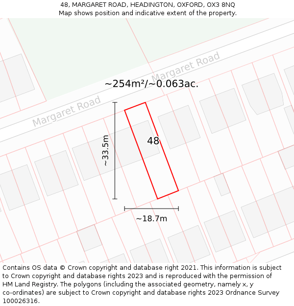 48, MARGARET ROAD, HEADINGTON, OXFORD, OX3 8NQ: Plot and title map