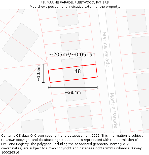 48, MARINE PARADE, FLEETWOOD, FY7 8RB: Plot and title map