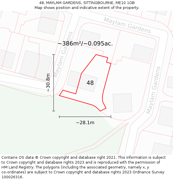 48, MAYLAM GARDENS, SITTINGBOURNE, ME10 1GB: Plot and title map