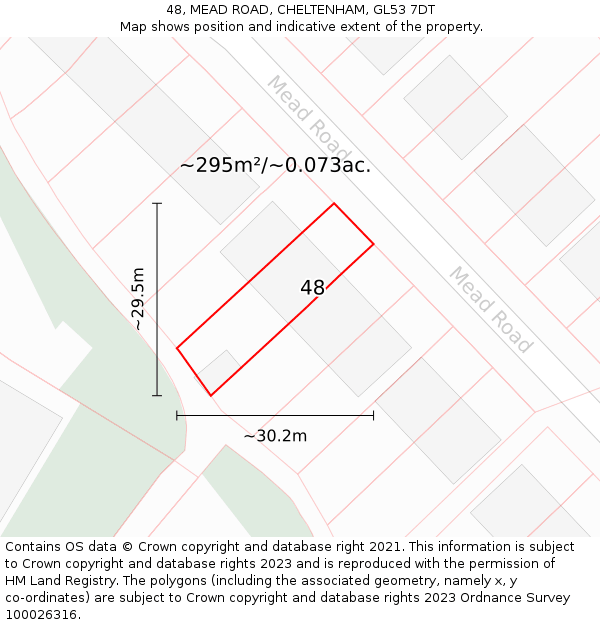 48, MEAD ROAD, CHELTENHAM, GL53 7DT: Plot and title map