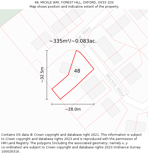 48, MICKLE WAY, FOREST HILL, OXFORD, OX33 1DX: Plot and title map