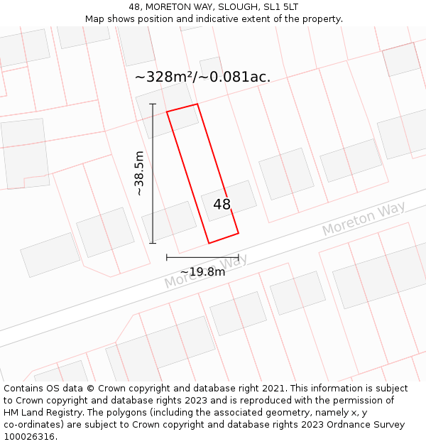 48, MORETON WAY, SLOUGH, SL1 5LT: Plot and title map