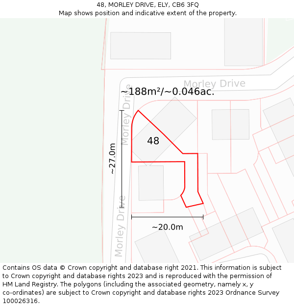 48, MORLEY DRIVE, ELY, CB6 3FQ: Plot and title map