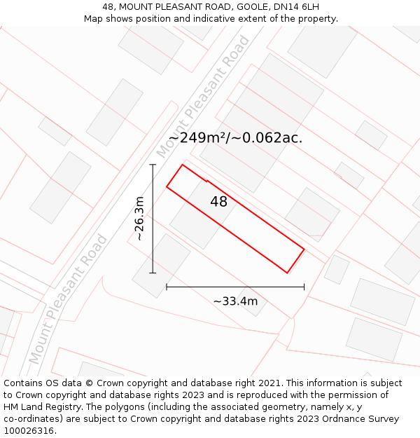 48, MOUNT PLEASANT ROAD, GOOLE, DN14 6LH: Plot and title map