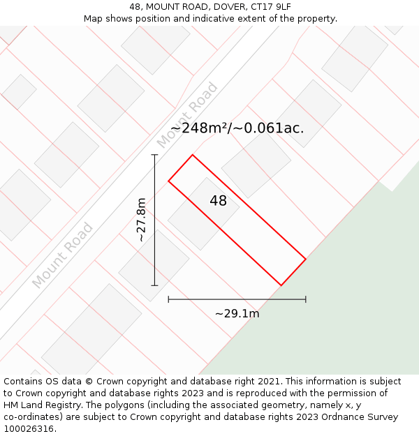 48, MOUNT ROAD, DOVER, CT17 9LF: Plot and title map