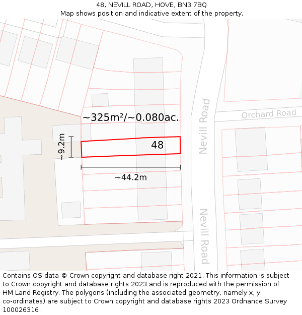 48, NEVILL ROAD, HOVE, BN3 7BQ: Plot and title map