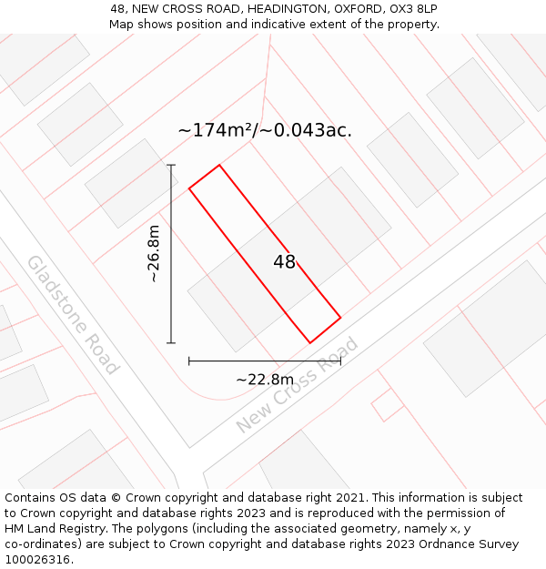 48, NEW CROSS ROAD, HEADINGTON, OXFORD, OX3 8LP: Plot and title map