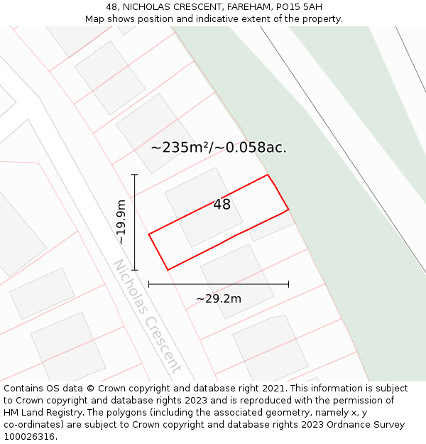 48, NICHOLAS CRESCENT, FAREHAM, PO15 5AH: Plot and title map