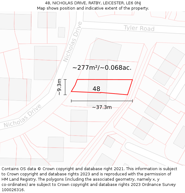 48, NICHOLAS DRIVE, RATBY, LEICESTER, LE6 0NJ: Plot and title map