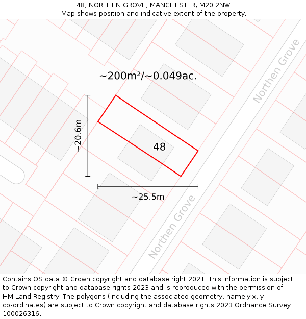 48, NORTHEN GROVE, MANCHESTER, M20 2NW: Plot and title map