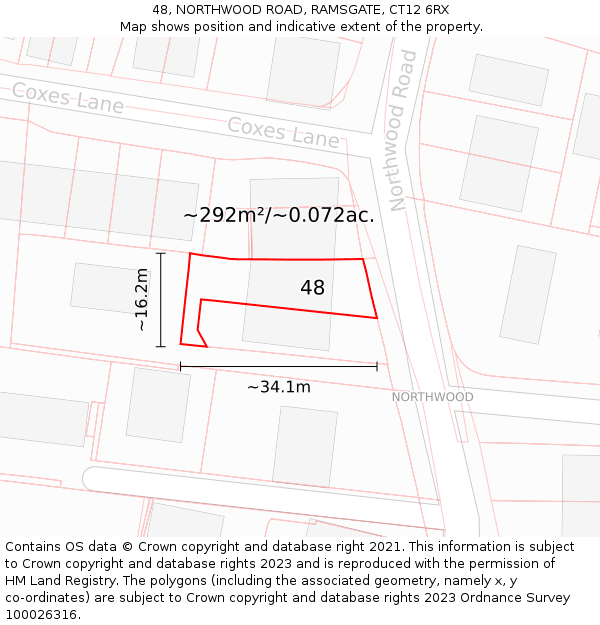 48, NORTHWOOD ROAD, RAMSGATE, CT12 6RX: Plot and title map