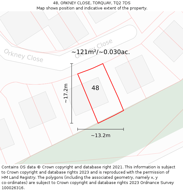 48, ORKNEY CLOSE, TORQUAY, TQ2 7DS: Plot and title map