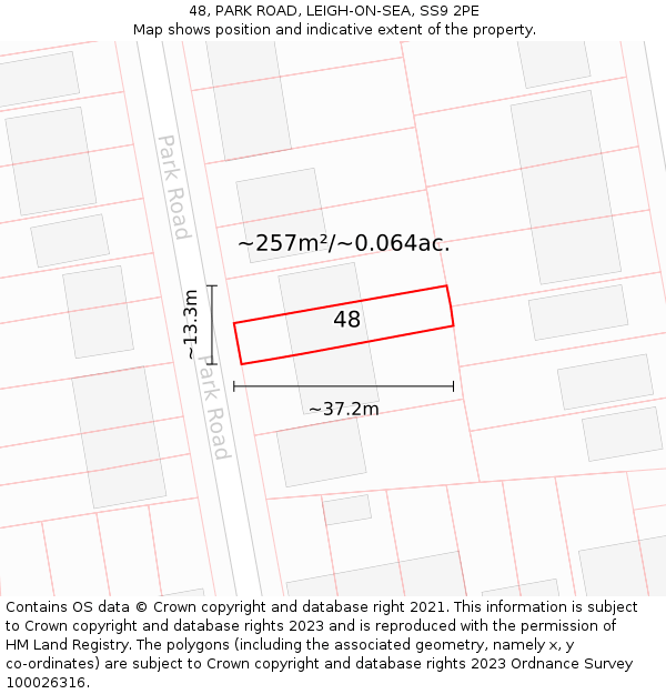 48, PARK ROAD, LEIGH-ON-SEA, SS9 2PE: Plot and title map