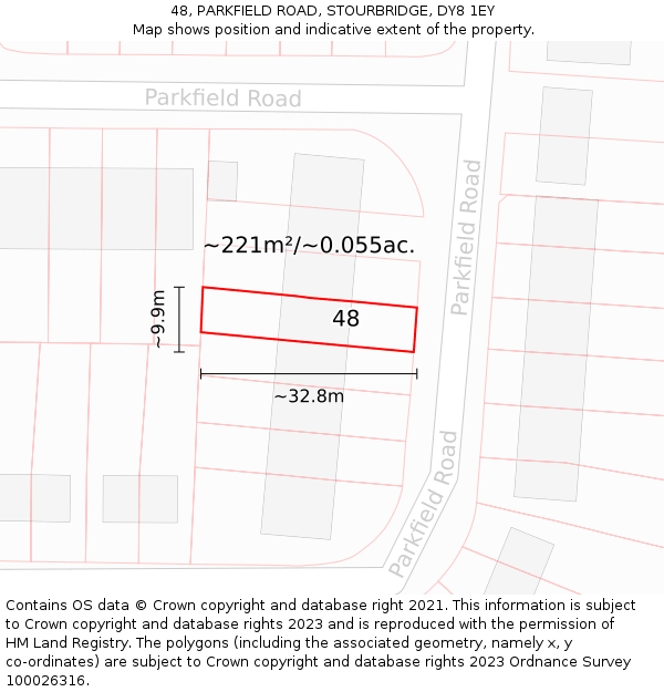 48, PARKFIELD ROAD, STOURBRIDGE, DY8 1EY: Plot and title map