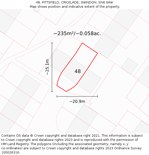 48, PITTSFIELD, CRICKLADE, SWINDON, SN6 6AW: Plot and title map